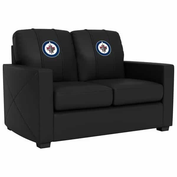 Silver Loveseat with Winnipeg Jets Logo