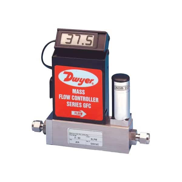 Gas mass flow controller, range 0-5 LPM, 1/4in compression fitting