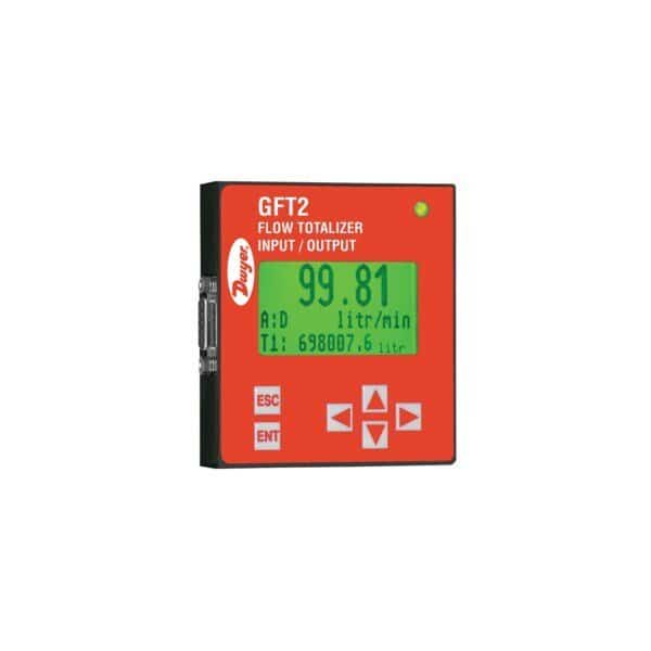 Flow totalizer, 0-5 VDC input, RS-232 serial communication.