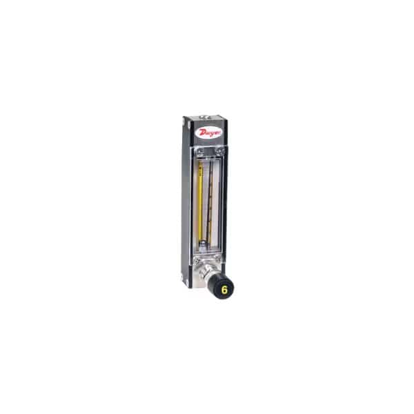 Variable area flowmeter, SS float, max. rate 0.307 SCFH 145 ml/min air, 0.038 GPH 2.38 ml/min water