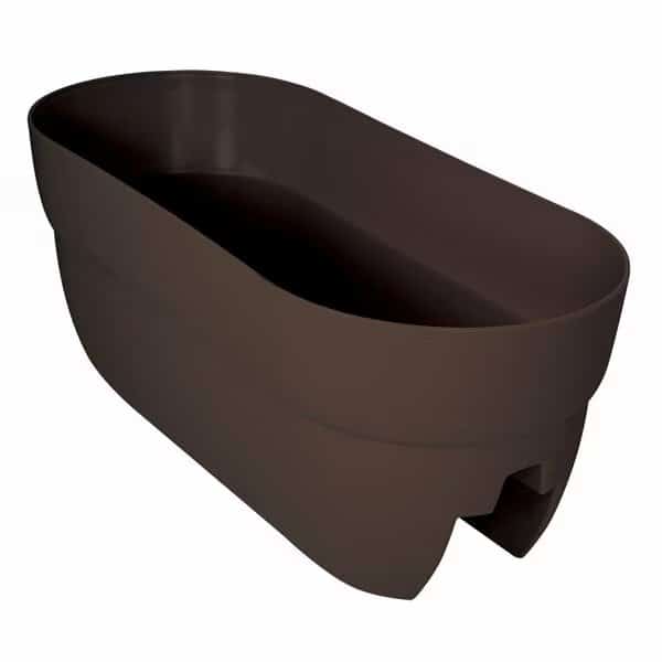 Self-Watering Rail Planter Grow Box, 24in Weatherproof Resin Planter, Up to 6in Railings, Brown