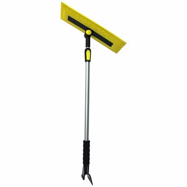 52in Telescoping Snowbroom with 16in Swiveling Foam Blade Head, Dual-Head Ice Scraper