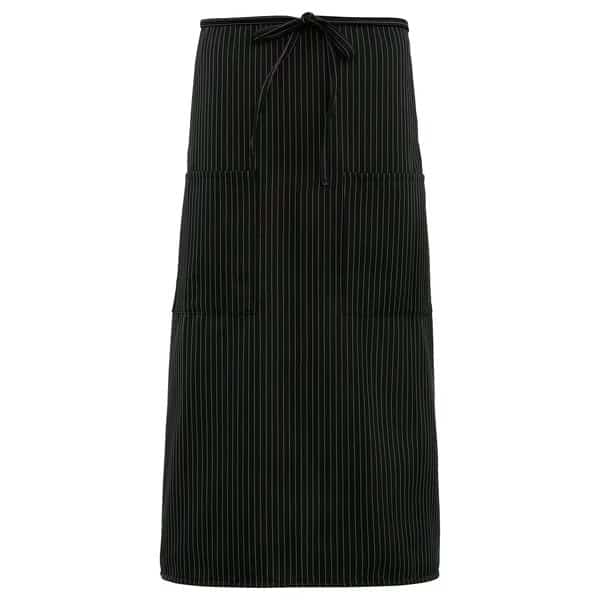 Bistro Waist Apron, Full Length, 2 Pocket, F54, Black Gray Pinstripe