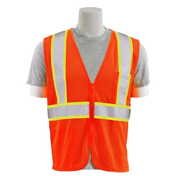 Safety Vest, Flame Retardant Treated, Class 2, S195C, Hi-Viz Orng, LG