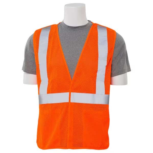 Safety Vest, Break Away, Mesh, Class 2, S320, Hi-Viz Orange, 4XL, Erb Safety, Mfr#: 61115