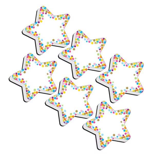 Magnetic Whiteboard Erasers, Star Confetti, PK6