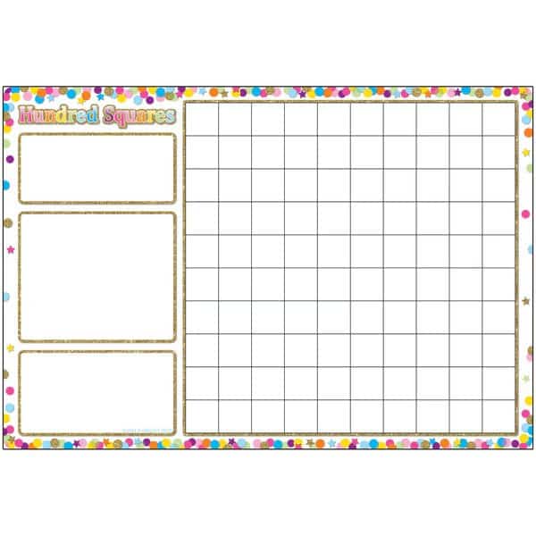 Smart Poly Chart, 13in x 19in, Confetti Hundred Squares