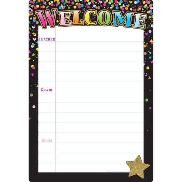 Smart Poly Chart Black Confetti Welcome, 13in x 19in