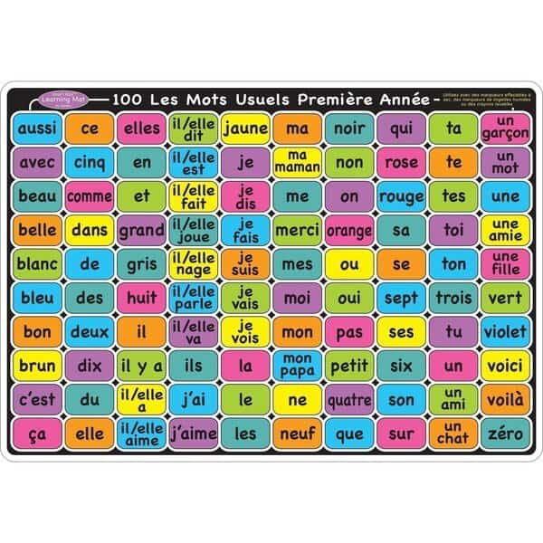Smart Poly French Sight Words Learning Mat, 12in. x 17in.