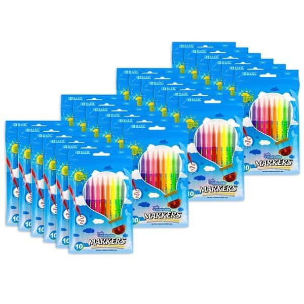 Washable Markers, Fine Line, 10 Per Colors Per Set, 240PK