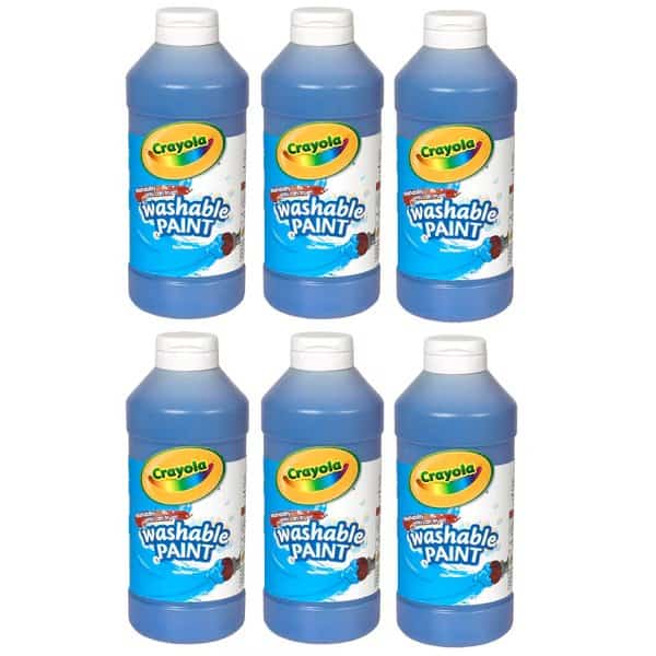Washable Paint, Blue, 16 oz. Bottles, PK6
