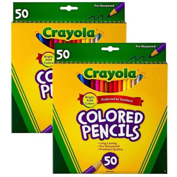 Colored Pencils, Full Length, Assorted Colors, PK100