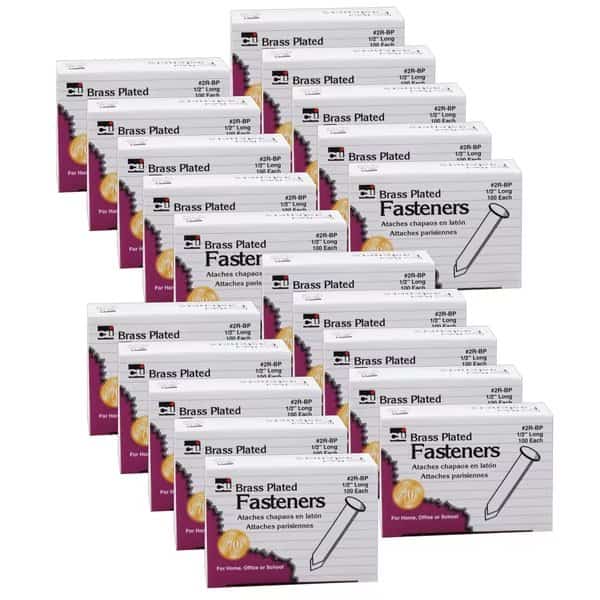 Paper Fasteners, 0.5", 100 Per Pack, PK20
