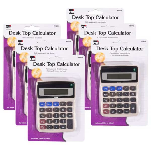 Desktop Calculator, Battery and Solar Powered, Gray, PK6