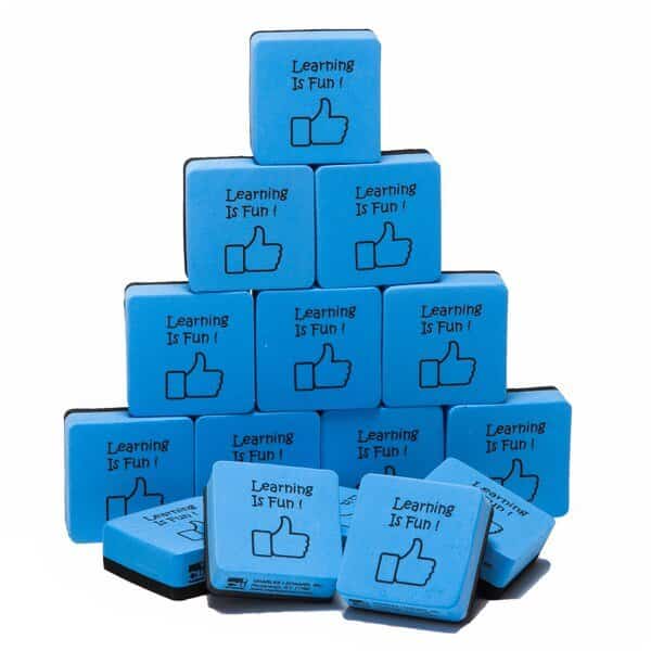 Mini Whiteboard Eraser, 2in x 2in, Blue/Black, PK45