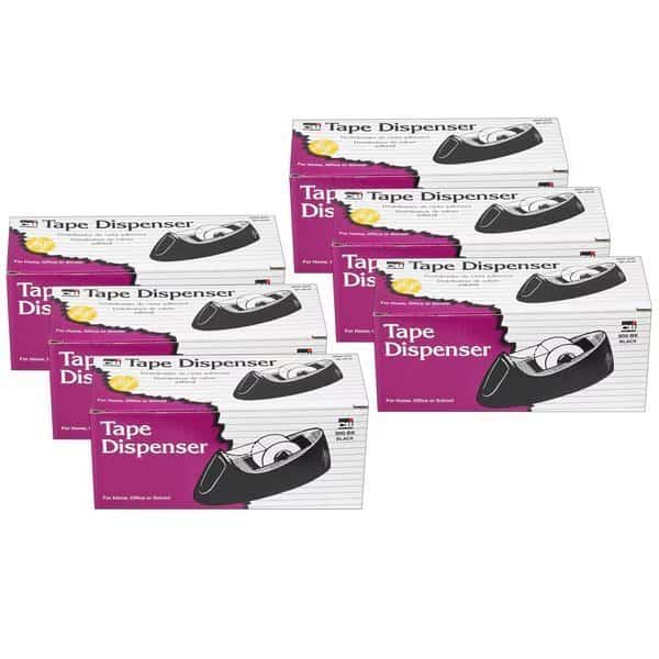 Desk Tape Dispenser, Black, PK6