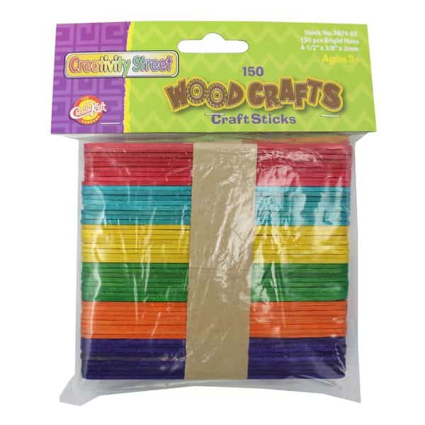 Regular Craft Sticks, Bright Hues Assorted, 4 1/2 x3/8, PK1800
