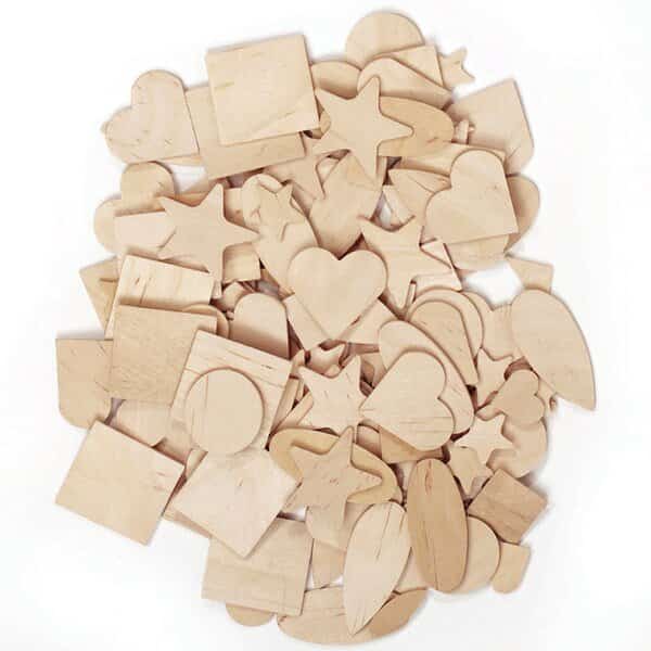 Wood Shapes, Natural Colored, Assorted Shapes, PK1000