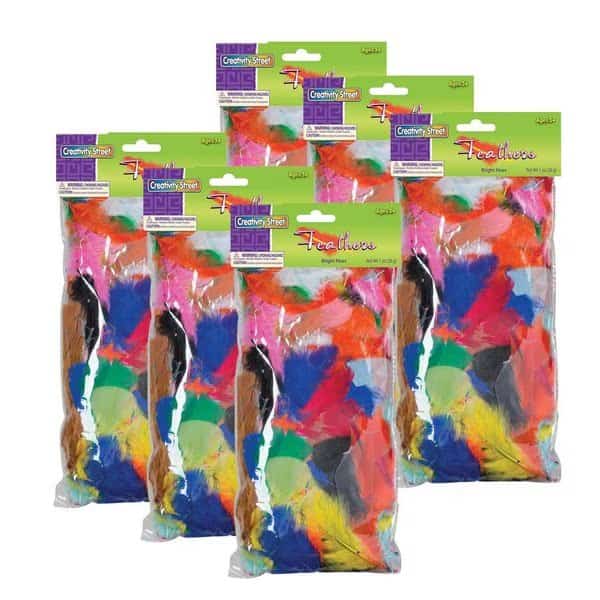 Turkey Plumage Feathers, Bright Hues, 1 oz. Per Bag, PK6, Creativity Street, Mfr#: PAC4502
