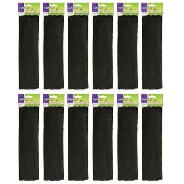 Regular Stems, 12in, Black, PK1200