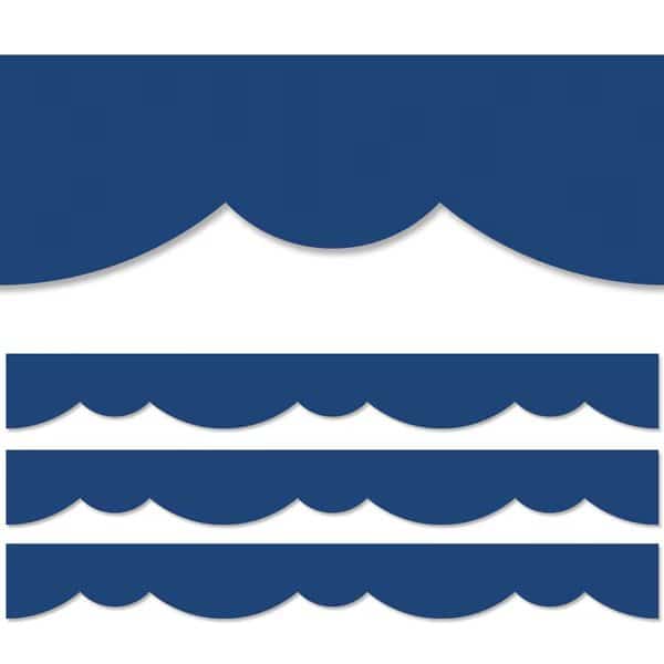 Blue Stylish Scallops EZ Border, Classroom Border Trim, PK72