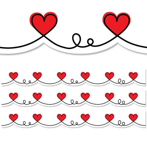 Doodle Hearts EZ Border, Classroom Border Trim, PK72