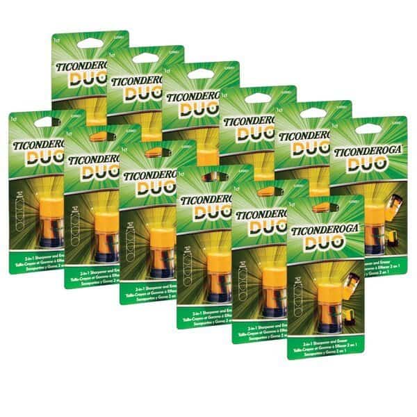 DUO Sharpener and Eraser, Yellow, PK12, 12PK