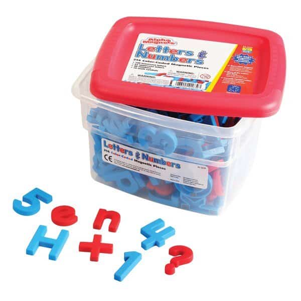 AlphaMagnets And MathMagnets, Color-Coded, 214 Pieces