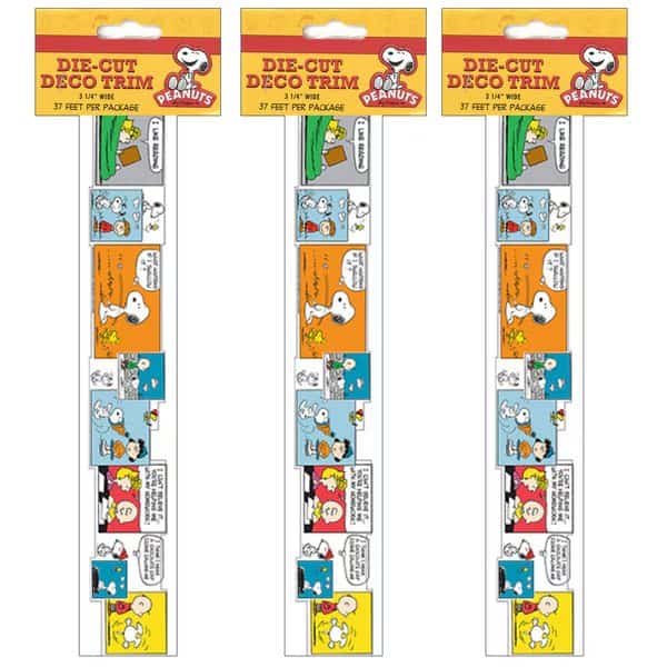 Peanuts Comic Blocks Extra Wide Die Cut Deco Trim, 37 Feet/Pack, PK3