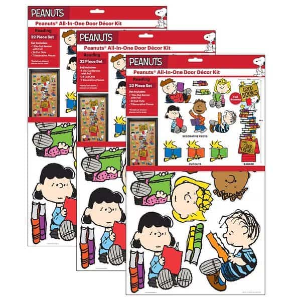 Peanuts Reading All-In-One Door Decor Kit, 32 Pieces, PK3