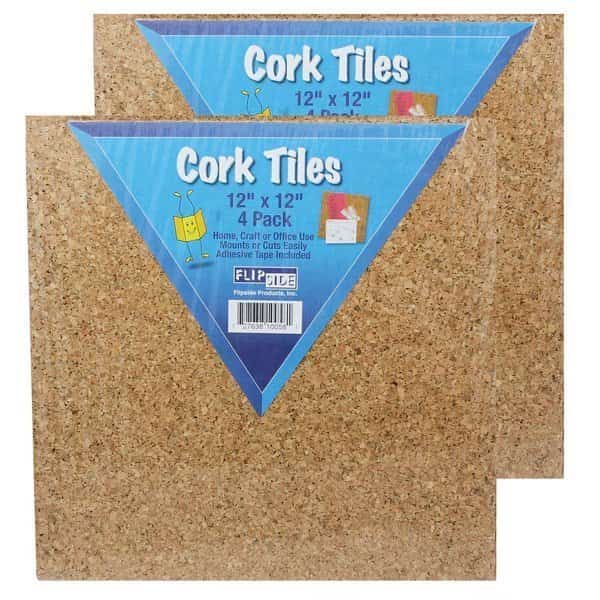 Natural Cork Tiles, 12in x 12in, PK8