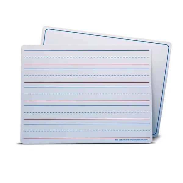 Dry Erase Learning Mat, 2-Sided Ruled/Plain, 9in x 12in, 24PK
