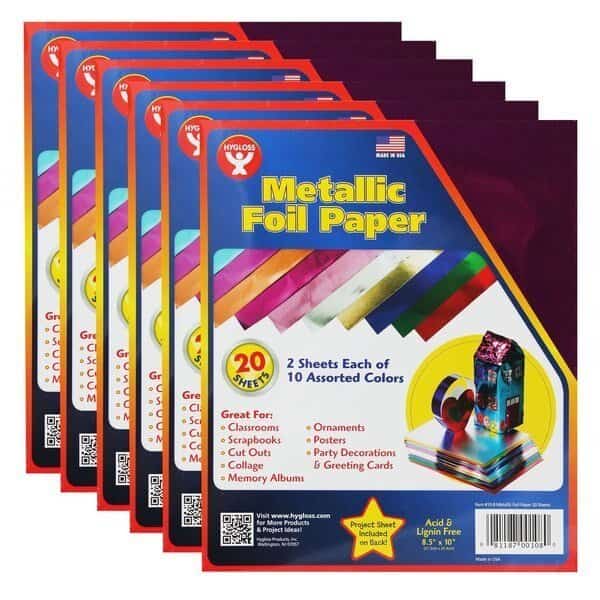 Metallic Foil Sheets, 8.5in x 10in, Assorted Colors, PK120