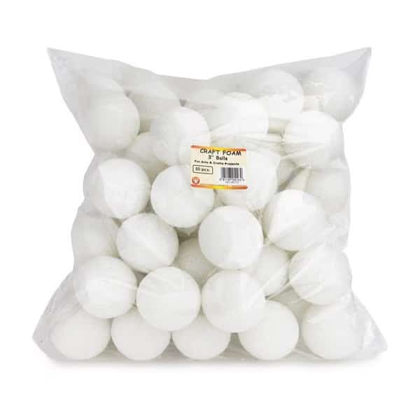 Craft Foam Balls, 3 Inch, White, 50PK