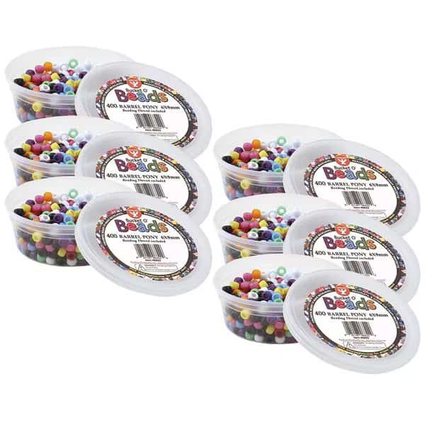 Bucket O Beads, Barrel Pony, 6 x 9 mm, 400 Pieces, PK6