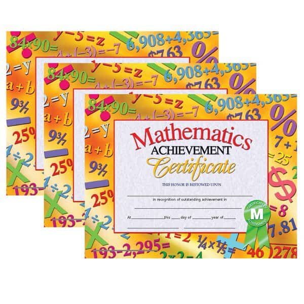Mathematics Achievement Certificate, PK90