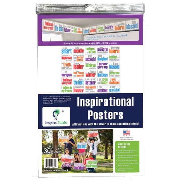 Motivational Card Stock Posters, Set of 30, English