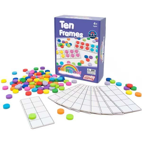 Rainbow Magnetic Ten Frames With Counters