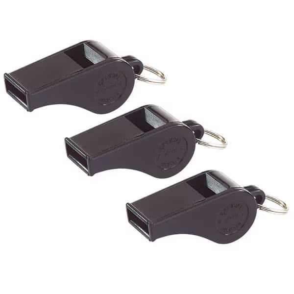 Black Plastic Whistles, PK36