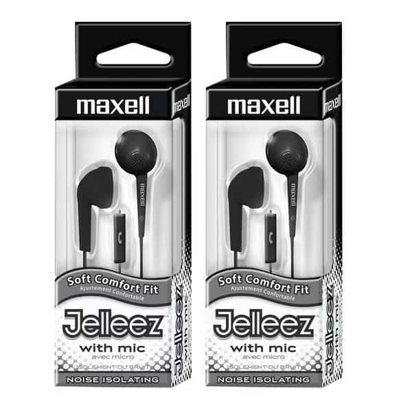 Jelleez Soft Earbuds with Mic, Black, PK2