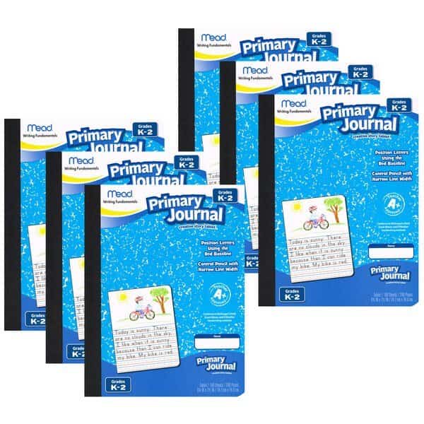 Primary Journal Half Page Ruled, 100 Sheets Per Book, PK6