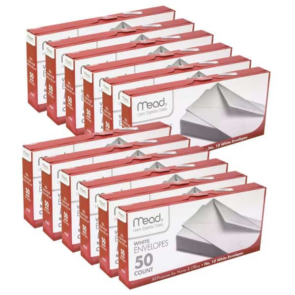 Boxed Envelopes, White, 4.13" x 9.5", 50 Per Box, PK12