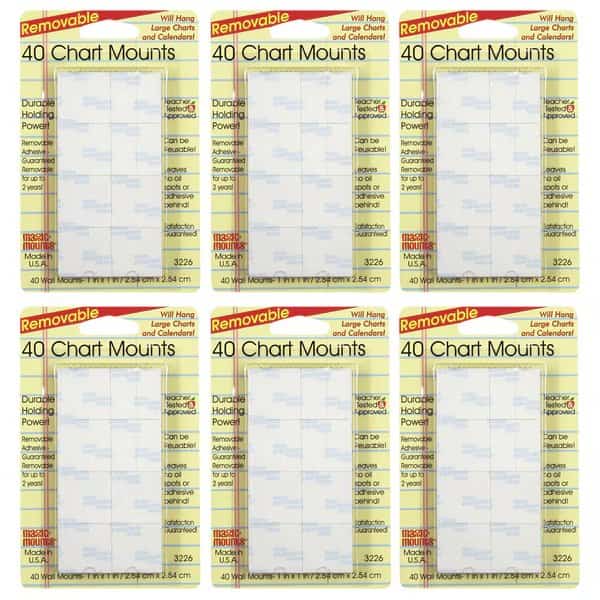 Chart Mounts, 1" x 1", 40 Per Pack, PK6