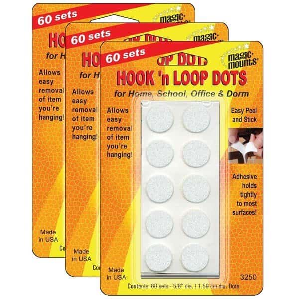 Reclosable Fastener, Disc, 5/8 in, White, 180 PK