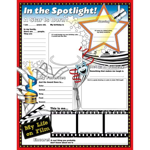 Fill Me In: In The Spotlight Activity Posters, 17" x 22", PK32, North Star Teacher Resources, Mfr#: 3091