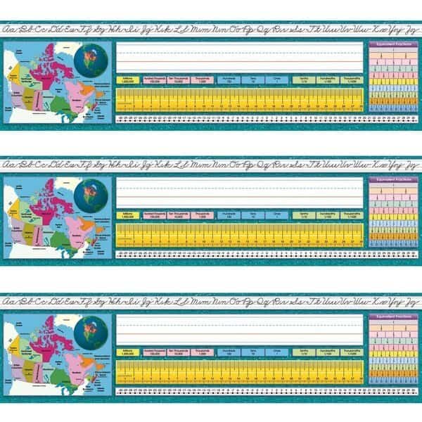 Canadian Intermediate Traditional Cursive Desk Plates, 36 Pieces, PK3