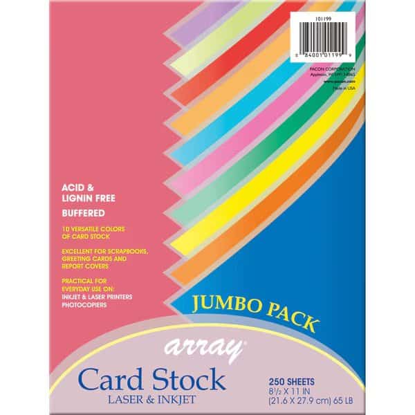 Colorful Card Stock Assortment, 10 Colors, 8.5in x 11in, PK250