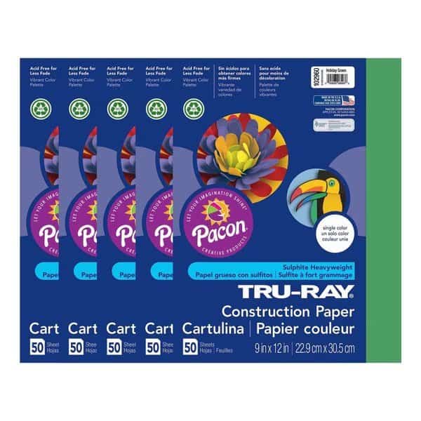 Tru-Ray Construction Paper, Holiday Green, 9x12in, PK250