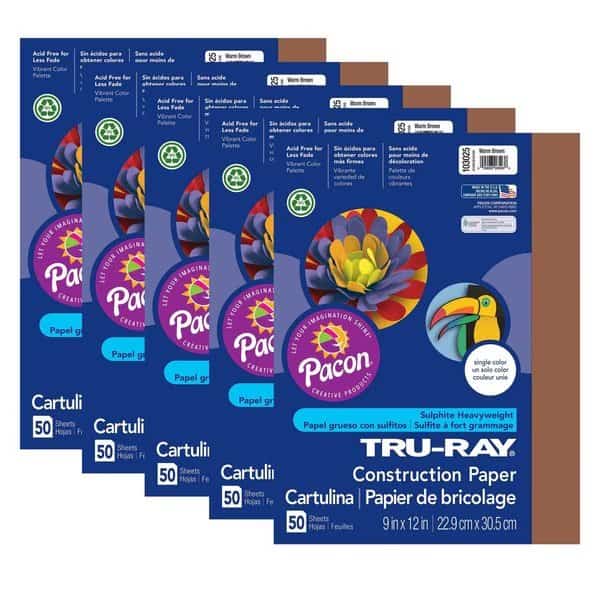Tru-Ray Construction Paper, Warm Brown, 9x12in, PK250