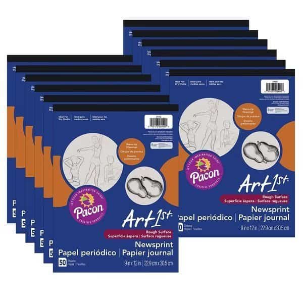 Art1st® Newsprint Pad, White, 9in x 12in, 50 Sheets/Pad, PK12